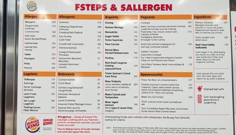 Burger King Allergen Menu