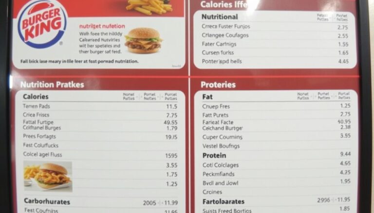 Burger King Menu Nutrition